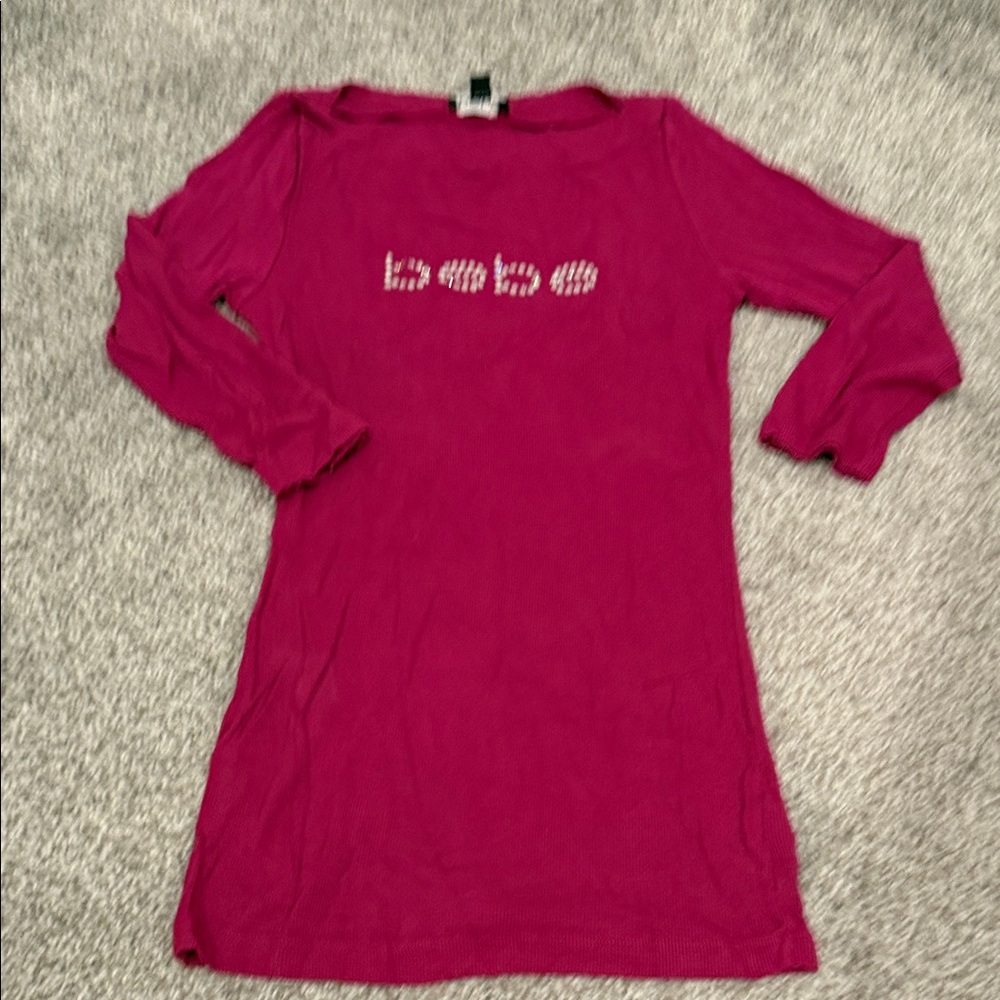 Bebe Vibrant Pink Knit Top 3/4 long sleeves